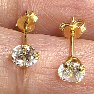 💛Russian Crystals In 18k Gold Stud Earrings